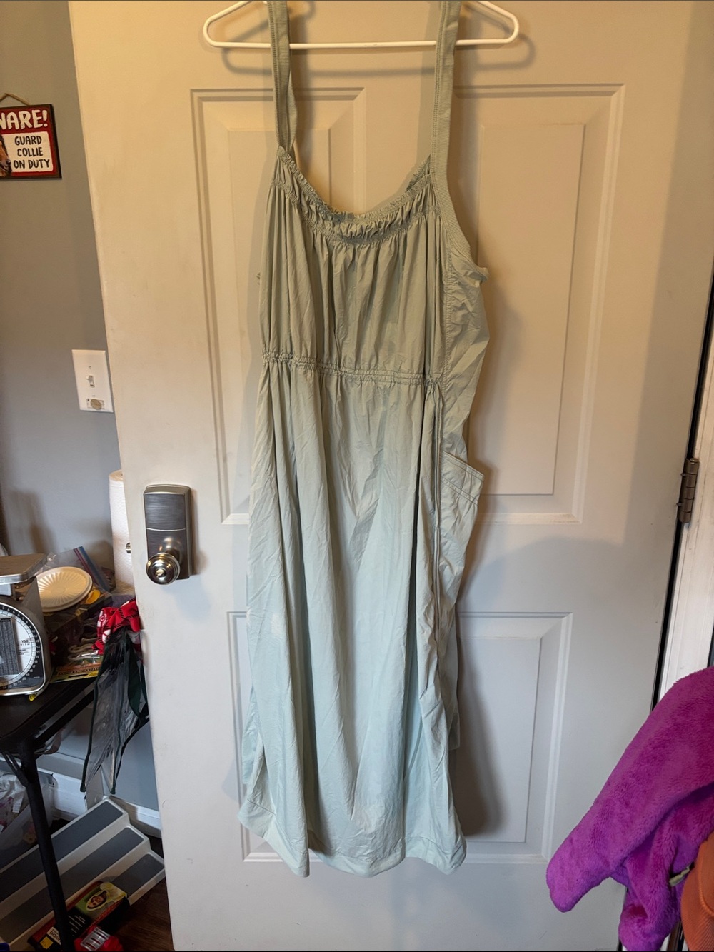Sleeveless Sage Green Maxi Dress with Gathered Neckline